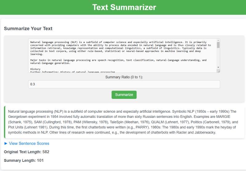 AI Web Application for Text Summarization